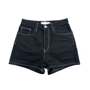 Lisa Says Gah Black Jean Shorts with Contrast Stitching